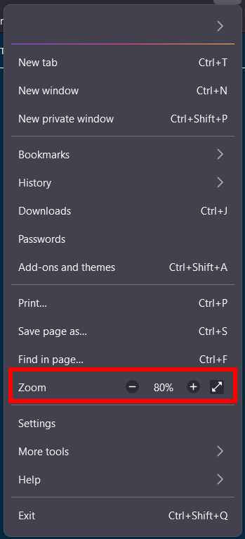 Browser zoom