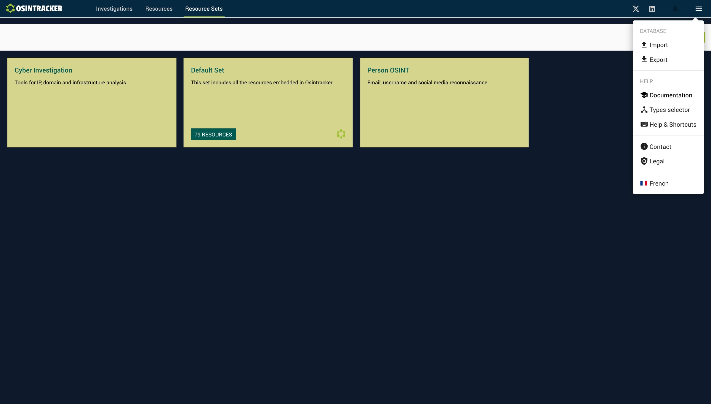 Main menu